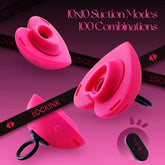 Vibrador de succión de clítoris portátil Lockink con forma de corazón rosa y control remoto